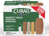 CURAD Assorted Adhesive Bandages, 4-Sided Seal, Variety Pack, 200 Count, 1 Pack - Image 1
