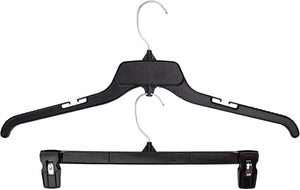Big TOP DEALS USA Black Plastic Hangers Combo Set 10 Pack, 17-Inch Shirt Hangers with Notched Shoulders and 14-Inch Pant Clip Hangers - Personal Care
