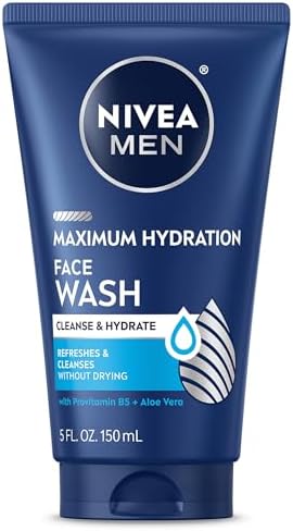 NIVEA MEN Maximum Hydration Face Wash, Provitamin B5 and Aloe Vera, 5 FL OZ