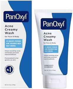 PanOxyl Antimicrobial Acne Creamy Wash, 4% Benzoyl Peroxide, 6 Ounce