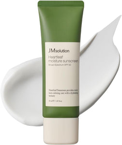 Jmsolution Heart Leaf Sunscreen SPF 50 – Made in USA, Calming UV Protection with Heart Leaf & Centella Asiatica – Lightweight Hydrating Face Sunscreen for Sensitive Skin