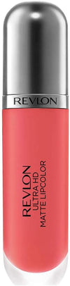 Revlon Ultra HD Matte Lipcolor, Velvety Lightweight Matte Liquid Lipstick in Red/Coral (Flirtation), 0.2 oz - Long-Lasting Formula - Lip Makeup - Beauty