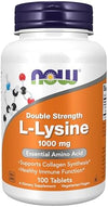 NOW Supplements, L-Lysine 1,000 mg, Double Strength, Amino Acid, 100 Tabs