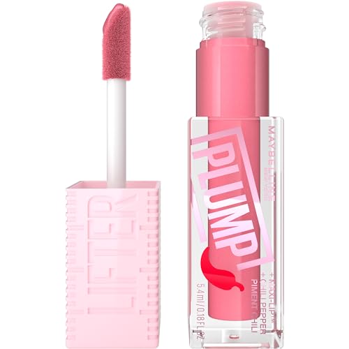 Maybelline Lifter Gloss Lifter Plump, Plumping Lip Gloss with Chili Pepper and 5% Maxi-Lip, Blush Blaze, Sheer Pale Pink, 1 Count - Personal Care