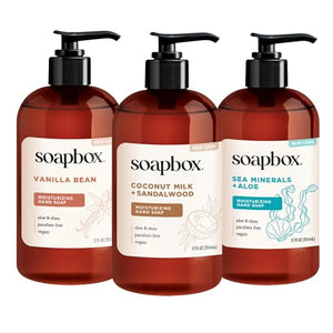 Soapbox Liquid Hand Soap Variety Pack - Coconut, Sea Minerals & Vanilla - Personal Care