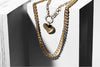 Charming Charlie 2 Layered Curb Chain Heart Pendant Gold Necklace For Women; Elegant Stack - Image 4