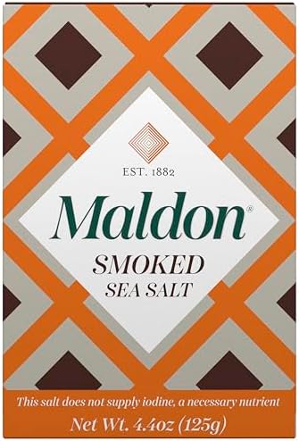 Maldon - Smoked Sea Salt Flakes, 4.4 oz (125 g) - Unique Pyramid Shaped Salt Flakes - Gently Smoked Over Oak - Perfect for a Wide Range of Dishes, Hand-Harvested for Four Generations