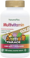 NaturesPlus Animal Parade Gold Children's Multivitamin - Assorted Cherry, Orange & Grape Flavors - 120 Chewable Animal-Shaped Tablets - Vegetarian, Gluten Free - 60 Servings