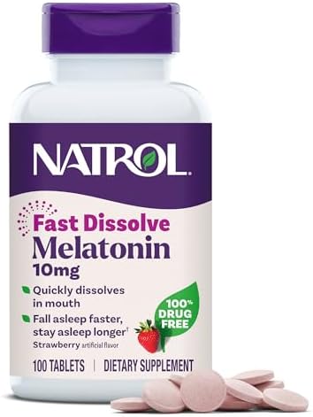 Natrol Melatonin 10 mg Fast Dissolve Tablets, Strawberry, 100 Count