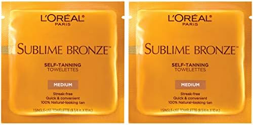 L'Oreal Paris Sublime Bronze Self Tanning Towelettes, Streak-Free, Natural Looking Tan, 6 ct (Pack of 2) - Personal Care