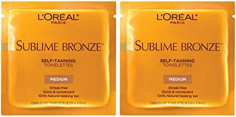L'Oreal Paris Sublime Bronze Self Tanning Towelettes, Streak-Free, Natural Looking Tan, 6 ct (Pack of 2) - Personal Care