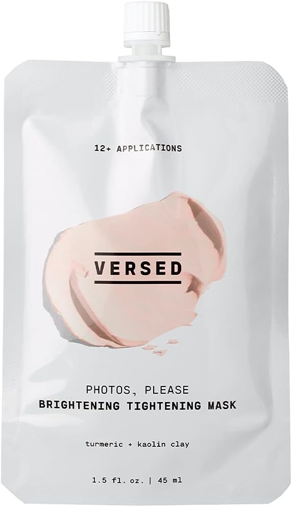 Versed Photos, Please - Tightening, Brightening Face Mask with Turmeric and Kaolin Clay - Pore-Tightening, Hydrating Facial Mask Exfoliates, Removes Blackheads, Evens Skin Tone (1.5 fl oz)