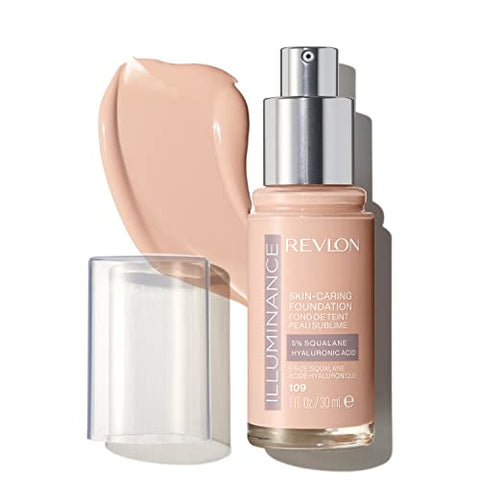 Revlon Illuminance Skin-Caring Liquid Foundation, Hyaluronic Acid, Hydrating and Nourishing Formula with Medium Coverage, 109 Light Ivory, 1 fl oz - Personal Care