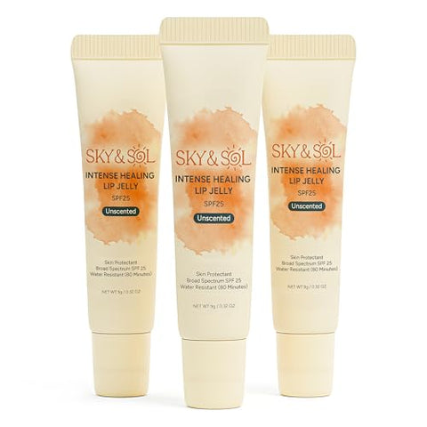 Sky & Sol Lip Balm SPF 25 – 3 Pack Natural Hydrating Lip Jelly - Personal Care