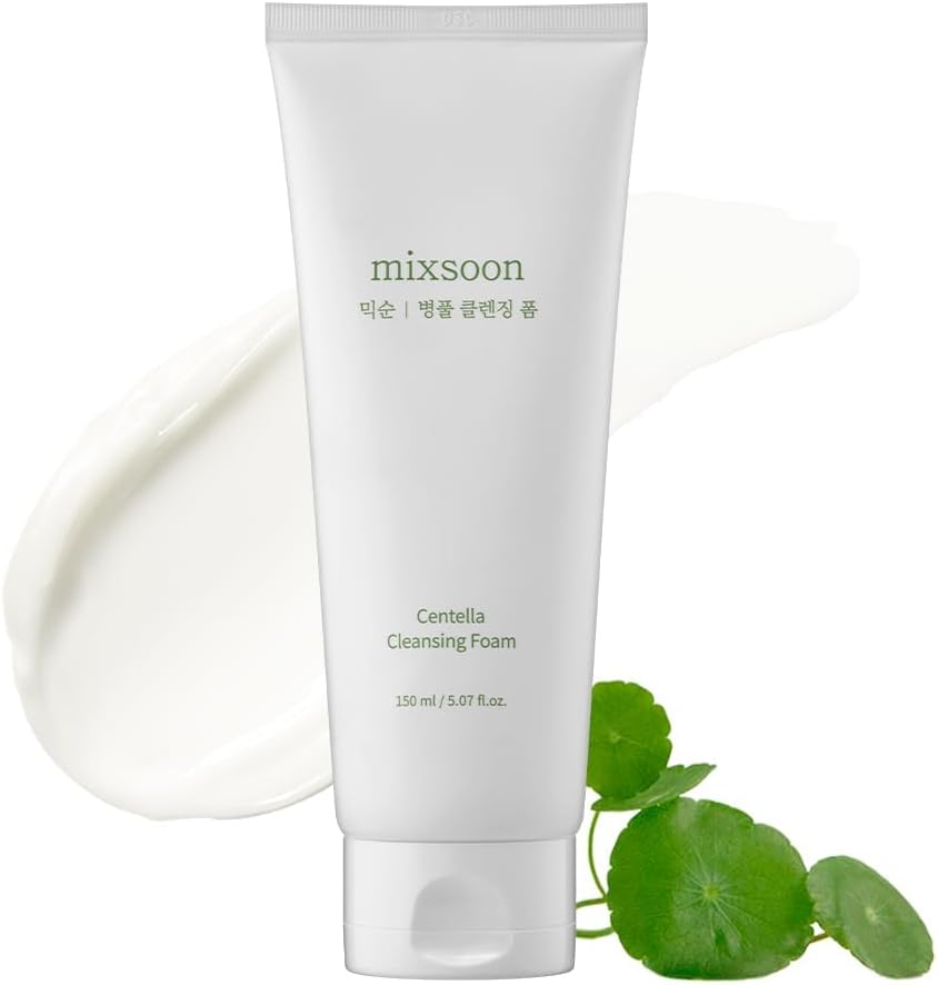 Mixsoon Centella Cleansing Foam Face Wash with Cica, Low pH Cleansing and Soothing for Face, Hydrating Formula 150ml / 5.07 fl. oz. Korean Glass Skin Care