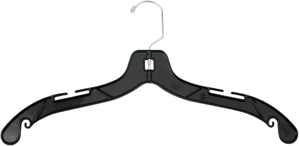 Sales4Less 5400 Black Plastic Clothes Hangers 17" - Heavy Duty Shirt & Dress Hangers with Chrome Swivel Hook - Space Saving Closet Organizer for Home & Retail (Pack of 25)
