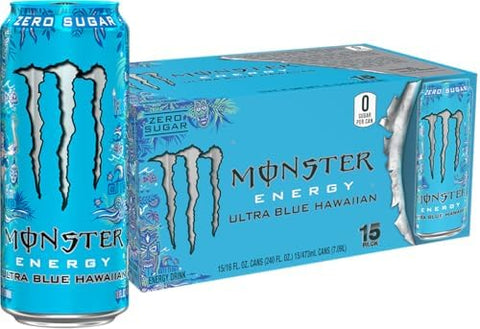 Monster Energy Ultra Blue Hawaiian, Sugar Free Energy Drink, 16 Ounce