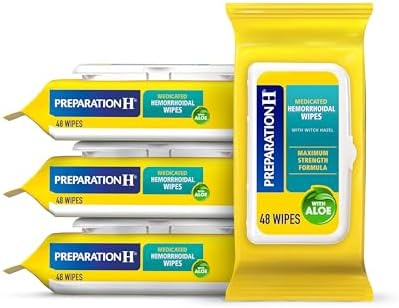 Preparation H Hemorrhoid Flushable Wipes with Witch Hazel for Skin Irritation Relief - 48 Count (Pack of 4) - Personal Care