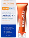 AcneFree Terminator 10 Acne Spot Treatment with Benzoyl Peroxide 10% Maximum Strength Acne Cream Treatment, 1 Ounce - Pack Of 1