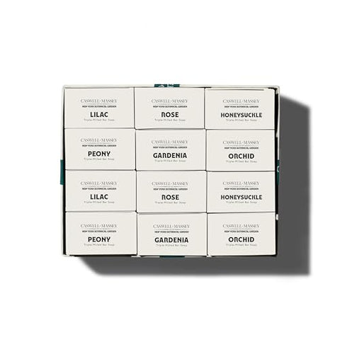 Caswell Massey Natural Bar Soap Gift Set for Women, Floral Collection, Moisturizing Triple-Milled Body Soaps for All Skin Types, Essential Oils & Plant-Based Formula, 6 Scents, 12 Bars x 3.5 Oz