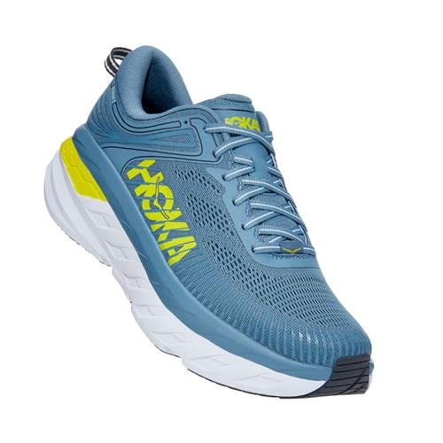 HOKA ONE ONE Bondi 7 Mens Shoes Size 9.5, Color: Provincial Blue/Citrus