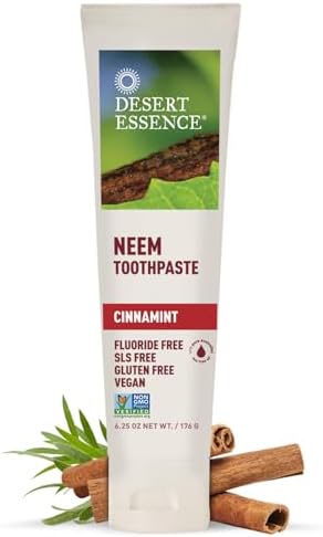 Desert Essence Neem Toothpaste, Cinnamint, Fluoride Free, SLS Free, 6.25 oz