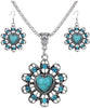 BIG TOP DEALS USA Turquoise Jewelry Flower Heart Pendant Vintage Necklace and Earring Set  - Image 5