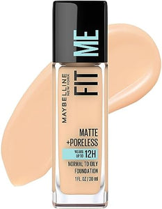 Maybelline Fit Me Matte + Poreless Liquid Oil-Free Foundation Makeup, Classic Ivory, 1 Count (Packaging May Vary)