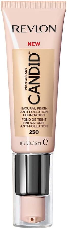 Revlon PhotoReady Candid Natural Finish Foundation, with Anti-Pollution, Antioxidant, Anti-Blue Light Ingredients, 250 Vanilla, 0.75 fl. oz. - Face Makeup - Beauty