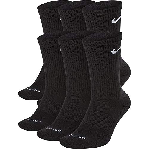 Nike Everyday Plus Cushioned Training Crew Socks (6 Pack) LG Black