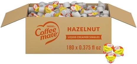 Nestle Coffee mate Coffee Creamer, Hazelnut, Liquid Creamer Singles, Non Dairy, No Refrigeration, 0.375 fl oz Tubs (Pack of 180)