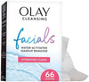 Olay Makeup Remover Wipes, Daily Facials Hydrating Face Cleanser for Normal to Dry Skin, Alcohol & Fragrance Free, Soft Face Wash Towels, Travel Essentials for Women, Convenient Dry Cloths, 66 ct