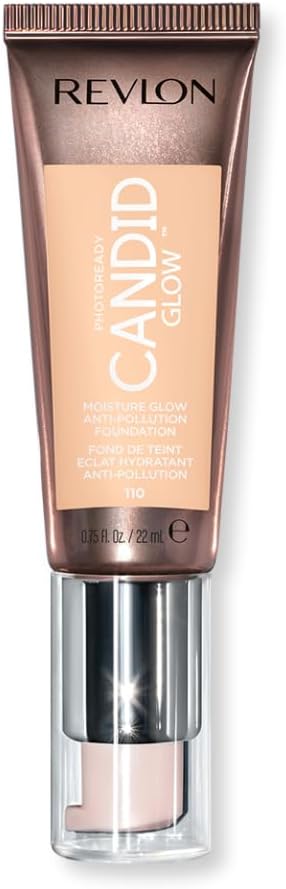 Revlon PhotoReady Candid Glow Moisture Glow Anti-Pollution Foundation with Vitamin E and Prickly Pear Oil, Anti-Blue Light Ingredients, without Parabens, Pthalates, and Fragrances, Porcelain, 0.75 oz - Face Makeup - Beauty