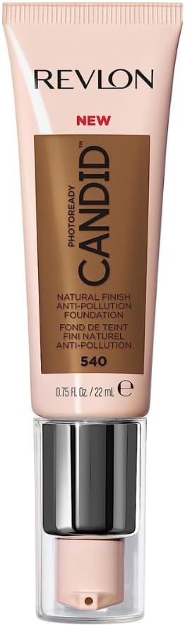Revlon PhotoReady Candid Natural Finish Foundation, with Anti-Pollution, Antioxidant, Anti-Blue Light Ingredients, 540 Walnut, 0.75 fl. oz. - Face Makeup - Beauty