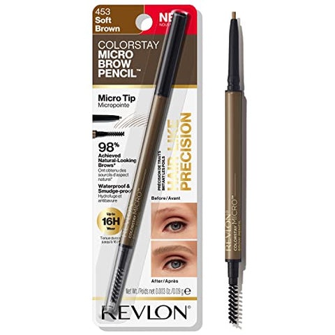 Revlon ColorStay Micro Brow Pencil, 453 Soft Brown, 0.003 oz - Personal Care