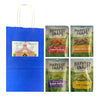 Big Top Deals USA Blue Paper Bag Custom Bundle - Includes Veggie Chips (4 Bags – 3oz Each) – Black Pepper, White Cheddar, Tomato Basil, Mango Chile Lime