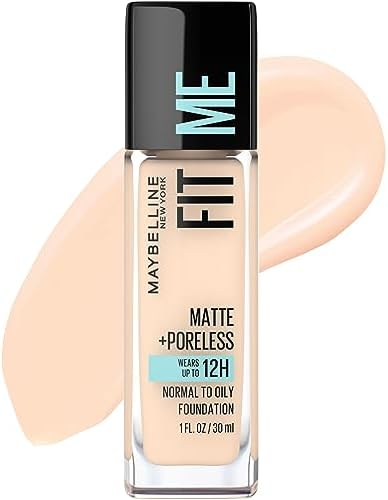 Maybelline New York Fit Me Matte Plus Pore Less Foundation, Fair Ivory, 1 Fluid Ounce