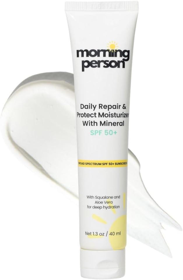 Mineral SPF 50+ Face Moisturizer with Non-Nano Zinc Oxide + Squalane | 2-in-1 Daily Moisturizer & Sunscreen | No White Cast | Reef Safe, Fragrance-Free | Morning Person Beauty