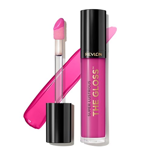 REVLON Lip Gloss, Super Lustrous The Gloss, Non-Sticky, High Shine Finish, 232 Pink Obsessed, 0.13 Oz