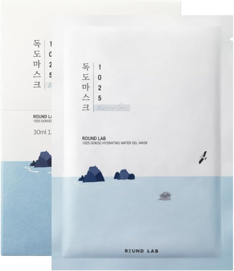 Round LAB 1025 Water Gel Hydration Mask(10ea) | Hydration locking, Cooling, Rejuvenating, Easy layering, Unscented for sensitive skin (10ea) - Personal Care