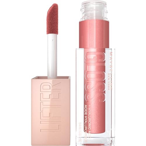 Maybelline Lifter Gloss, Hydrating Lip Gloss with Hyaluronic Acid, Moon, Nude Pink, 0.18 Ounce - Personal Care