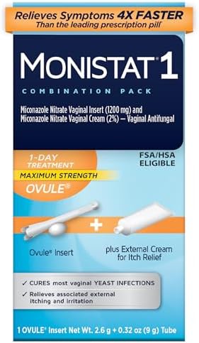 Monistat 1-Dose Yeast Infection Treatment, 1 Ovule Insert & External Itch Cream - Personal Care