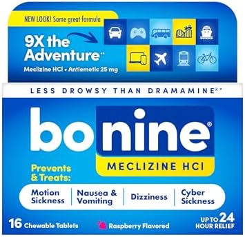 Bonine Meclizine HCl Motion Sickness Relief, Non-Drowsy, 16 Ct
