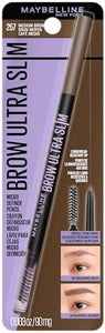Maybelline Express Brow Ultra Slim Eyebrow Makeup, Brow Pencil with Precision Tip and Spoolie for Defined Eyebrows, Medium Brown, 1 Count (Packaging May Vary)