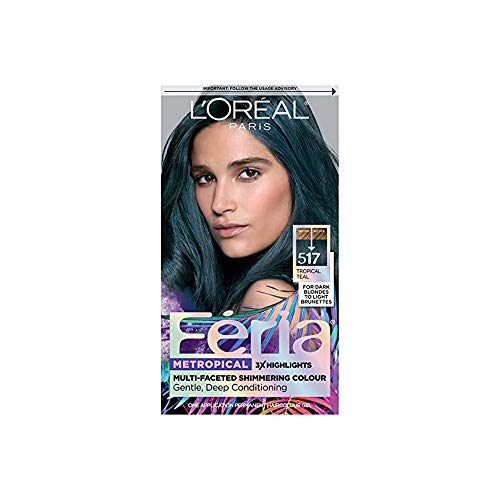 L'Oreal Paris Feria Multi-Faceted Shimmering Permanent Hair Color, 517 Tropical Teal