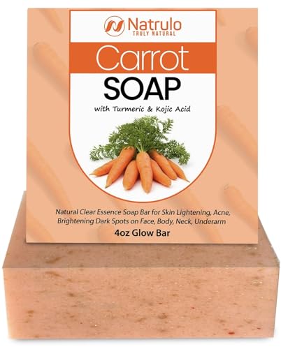 Carrot Soap for Skin Brightening – Natural Carrot Soap Bar for Spots on Face, Body, Neck, Underarm – Carotene Reduces Acne, Brightens Spots, & Evens Skin Tone – Kojic Acid Glow Bar Made in USA