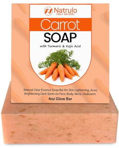 Carrot Soap for Skin Brightening – Natural Carrot Soap Bar for Spots on Face, Body, Neck, Underarm – Carotene Reduces Acne, Brightens Spots, & Evens Skin Tone – Kojic Acid Glow Bar Made in USA