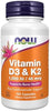 NOW Supplements, Vitamin D-3 & K-2, 1,000 IU/45 mcg, 120 Veg Caps - Image 1
