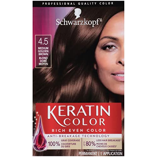 Schwarzkopf Keratin Color Permanent Hair Color Cream, 4.5 Medium Golden Brown