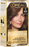 L'Oreal Paris Superior Preference Luminous Fade-Defying Permanent Hair Color, Hair Dye For Up to 9 Weeks of Radiance, Medium Brown 5, 1 Hair Dye Kit - Personal Care